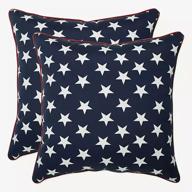 Kirklands Home Blue and White Stars Outdoor Pillows, Set of 2 Clearance