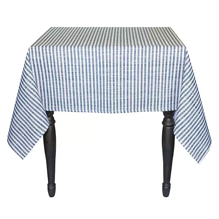 Kirklands Home Blue and White Striped Tablecloth Hot