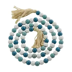 Decorative Accents>Kirklands Home Blue and White Wood Beaded Tassel Garland