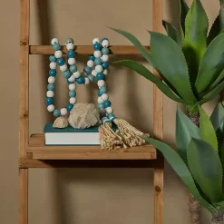 Decorative Accents>Kirklands Home Blue and White Wood Beaded Tassel Garland