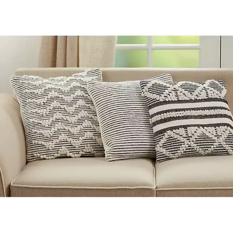Pillows>Kirklands Home Blue and White Woven Stripes Pillow