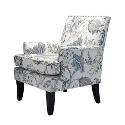 Kirklands Home Blue and Yellow Floral Upholstered Accent Chair Hot