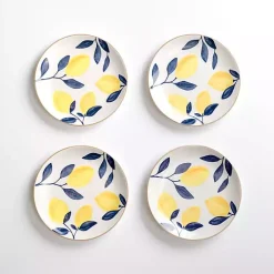 Kirklands Home Blue and Yellow Lemons Salad Plate Hot