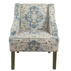 Kirklands Home Antiqued Medallion Swoop Arm Accent Chair Blue Clearance