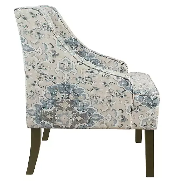 Kirklands Home Antiqued Medallion Swoop Arm Accent Chair Blue Clearance