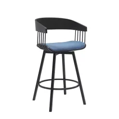 Kirklands Home Athena Swivel Counter Stool Blue Outlet