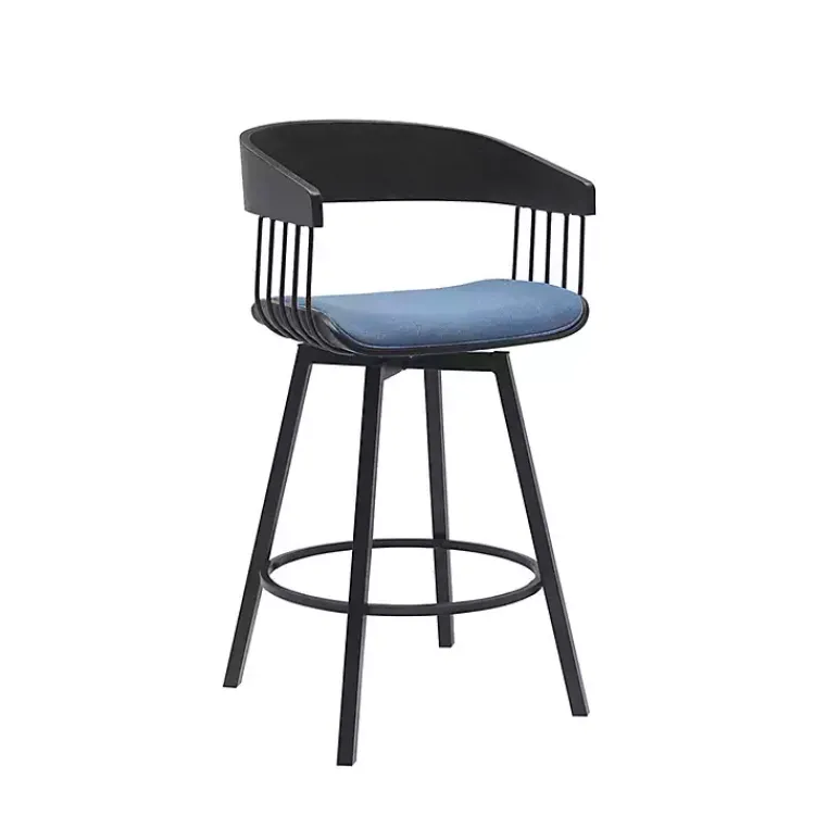 Kirklands Home Athena Swivel Counter Stool Blue Outlet