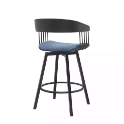 Kirklands Home Athena Swivel Counter Stool Blue Outlet