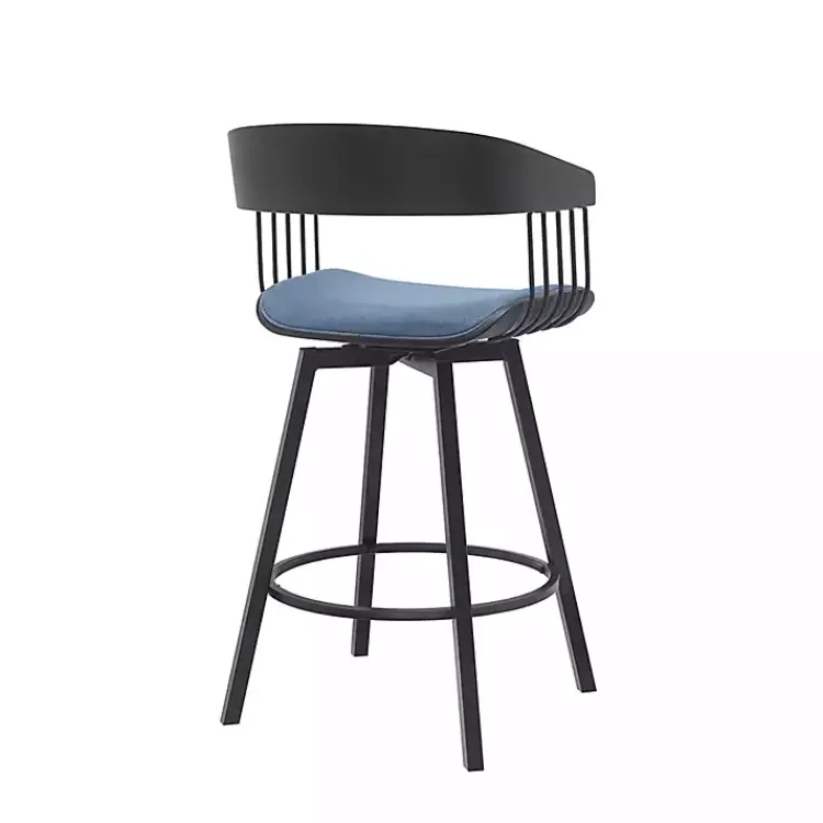 Kirklands Home Athena Swivel Counter Stool Blue Outlet