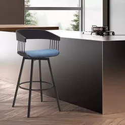 Kirklands Home Athena Swivel Counter Stool Blue Outlet
