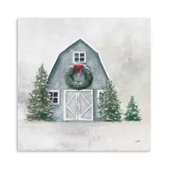 Christmas Art & Wall Decor>Kirklands Home Blue Barn in Winter Canvas Art Print
