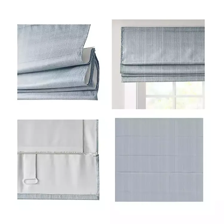 Kirklands Home Basketweave Cordless Roman Shade, 27 in. Blue Hot