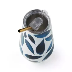 Kirklands Home Bay Leaf Insulated Wine Tumbler Blue Hot
