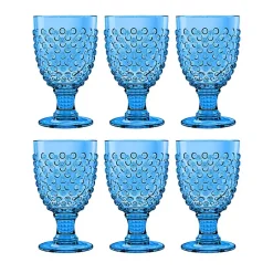 Kirklands Home Beaded Acrylic Goblet Wine Glasses, Set of 6 Blue Hot