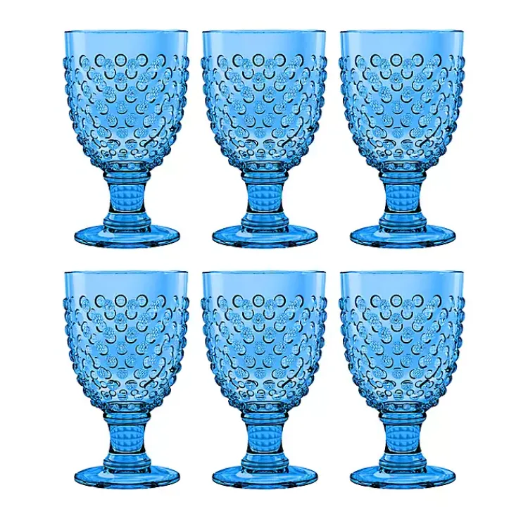 Kirklands Home Beaded Acrylic Goblet Wine Glasses, Set of 6 Blue Hot