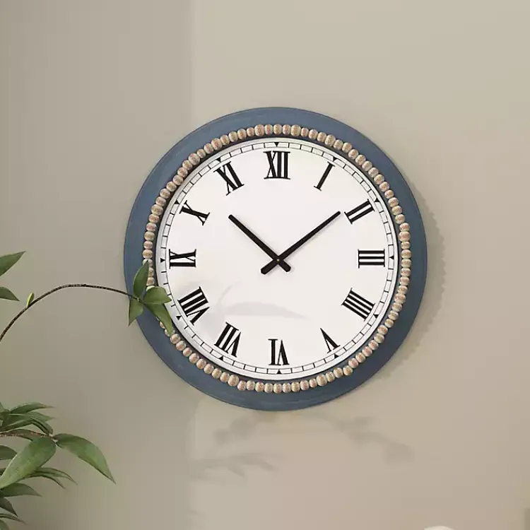 Kirklands Home Blue Beaded Roman Numeral Clock Clearance
