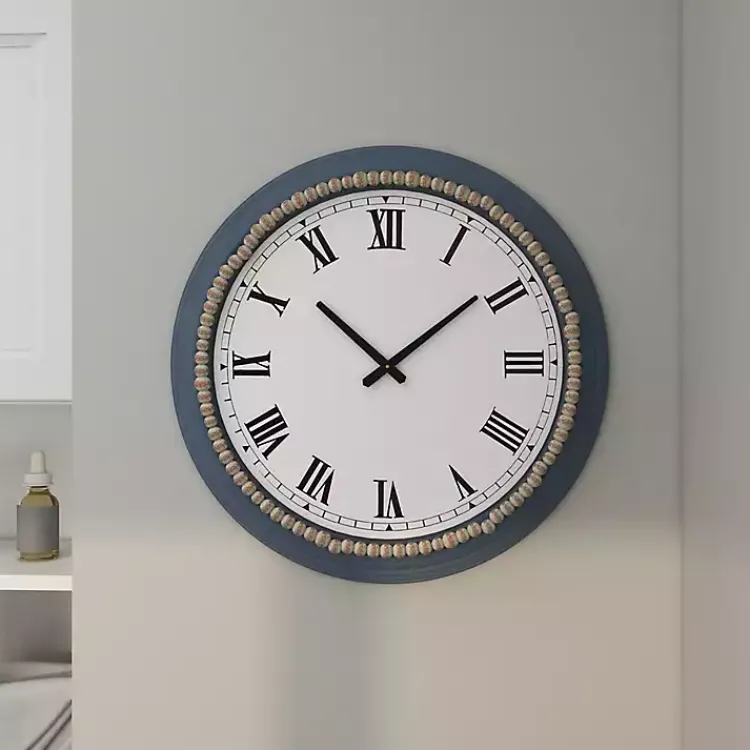Kirklands Home Blue Beaded Roman Numeral Clock Clearance