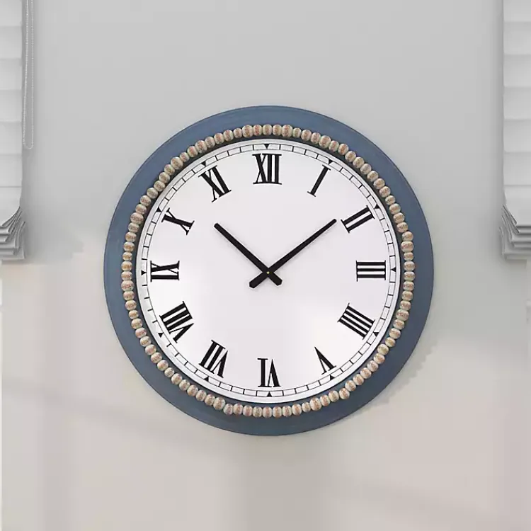 Kirklands Home Blue Beaded Roman Numeral Clock Clearance
