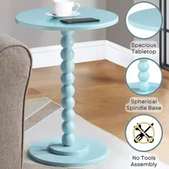 Kirklands Home Beaded Spindle Accent Table Blue Hot