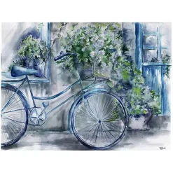 Kirklands Home Blue Bicycle Florist Canvas Art Print, 40x30 in. Discount