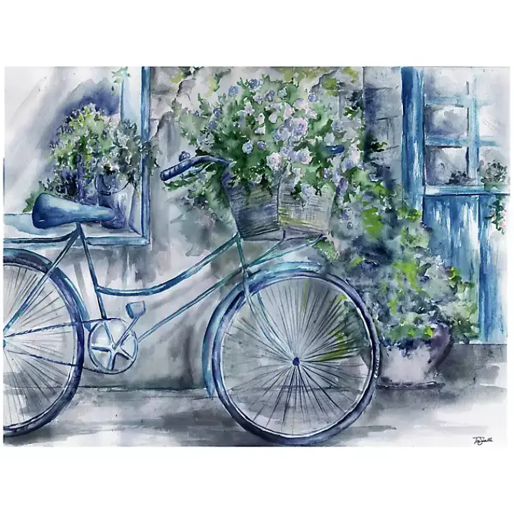 Kirklands Home Blue Bicycle Florist Canvas Art Print, 40x30 in. Discount