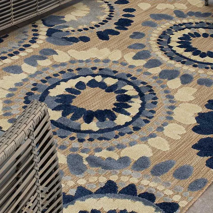 Kirklands Home Blue Bliss Bay Outdoor Area Rug, 7x10 New