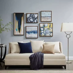 Kirklands Home Bliss Multi-Sized Canvas Art Prints, Set of 5 Blue New