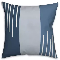 Kirklands Home Blue Blocks and Stripes Outdoor Throw Pillow