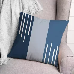 Kirklands Home Blue Blocks and Stripes Outdoor Throw Pillow