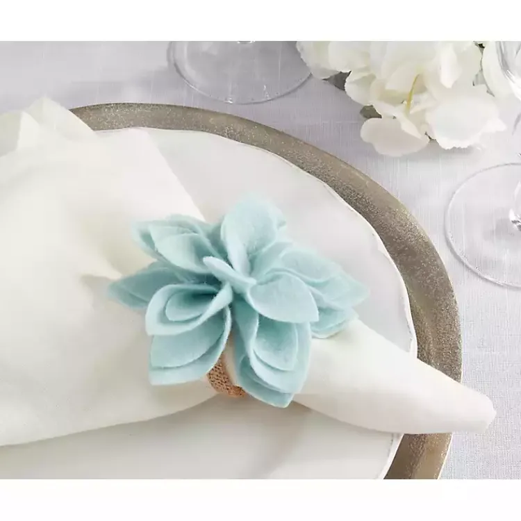 Kirklands Home Blossom Napkin Rings, Set of 4 Blue Sale