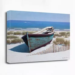 Kirklands Home Blue Boat On Beach Canvas Art Print Discount