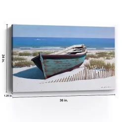 Kirklands Home Blue Boat On Beach Canvas Art Print Discount