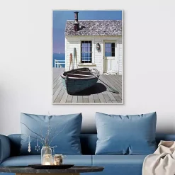 Kirklands Home Blue Boat on Deck Framed Canvas Art Print Discount
