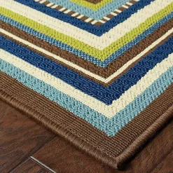 Kirklands Home Blue Bordered Capetown Area Rug, 5x7 Outlet