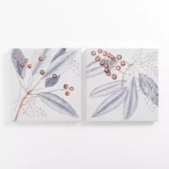 Kirklands Home Blue Botanical Berries Canvas Art Prints, Set of 2 Online