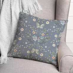 Pillows>Kirklands Home Botanical Butterfly Throw Pillow Blue