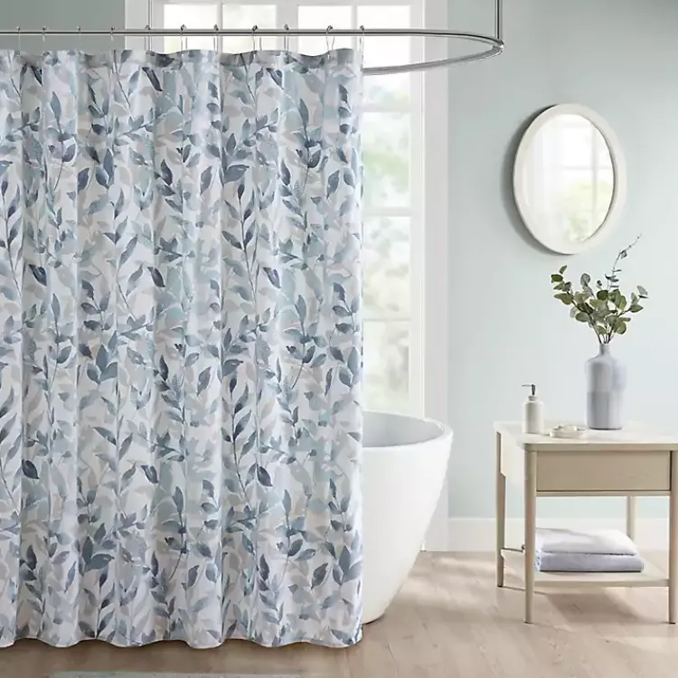 Kirklands Home Blue Botanical Microfiber Shower Curtain Best