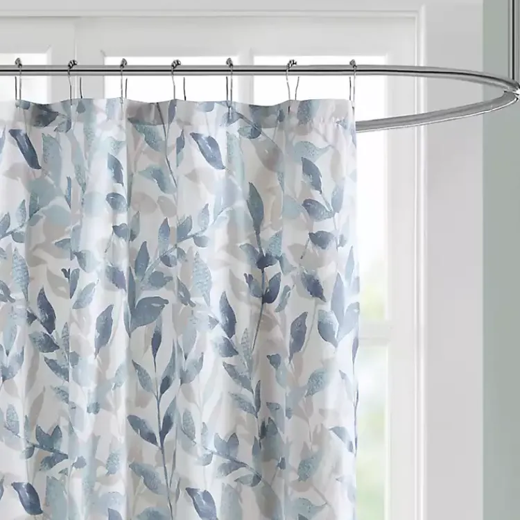 Kirklands Home Blue Botanical Microfiber Shower Curtain Best