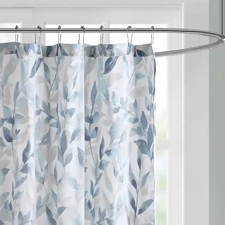 Kirklands Home Blue Botanical Microfiber Shower Curtain Best