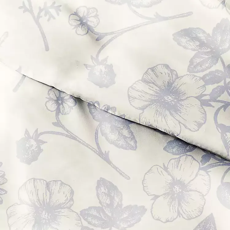 Kirklands Home Blue Botanical 3-pc. Queen Duvet Cover Set White