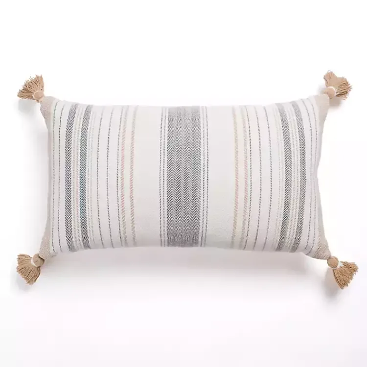 Pillows>Kirklands Home Blue Breezy Stripes Lumbar Pillow
