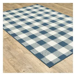 Kirklands Home Buffalo Check Outdoor Area Rug, 3x5 Blue Outlet
