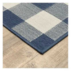 Kirklands Home Buffalo Check Outdoor Area Rug, 6x9 Blue Hot