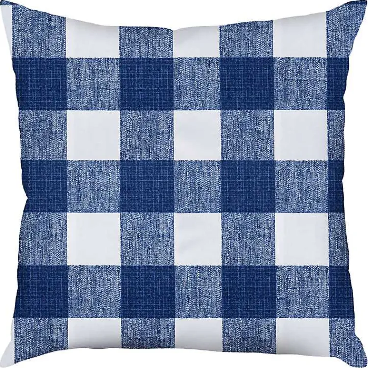 Kirklands Home Blue Buffalo Check Outdoor Pillow, 22 in. Sale