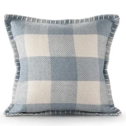 Kirklands Home Blue Buffalo Check Stitched Outdoor Throw Pillow Clearance