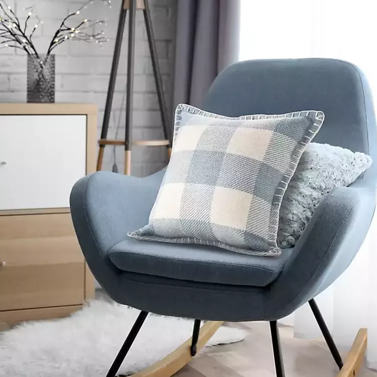 Kirklands Home Blue Buffalo Check Stitched Outdoor Throw Pillow Clearance