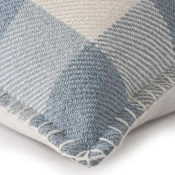Kirklands Home Blue Buffalo Check Stitched Outdoor Throw Pillow Clearance