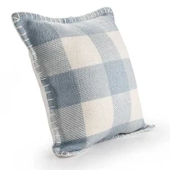 Kirklands Home Blue Buffalo Check Stitched Outdoor Throw Pillow Clearance