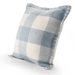 Kirklands Home Blue Buffalo Check Stitched Outdoor Throw Pillow Clearance