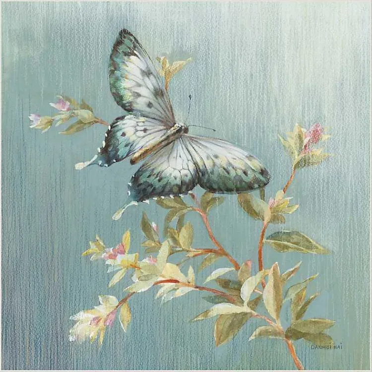 Kirklands Home Blue Butterfly Framed Canvas Art Print Discount